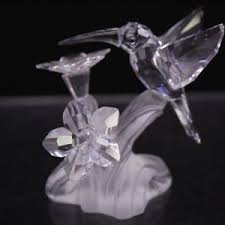 Vintage Swarovski Glass Hummingbird and Flowers in Original ...
