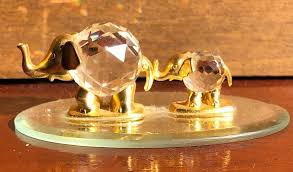Vintage 1990s Miniature Crystal Ball Goldtone Elephant ...