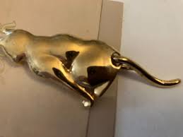 VINTAGE ESTATE JOYAK GOLD TONE CAT BROOCH | eBay