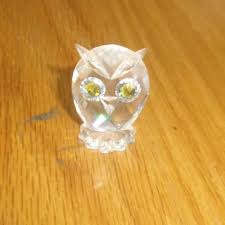 Swarovski | Accents | Swarovski Crystal Owl Figurine Green Eyes No Box | Poshmark