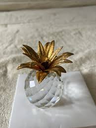 Swarovski Crystal Pineapple Figurine 2-1/4” w/ Golden Leaves ...