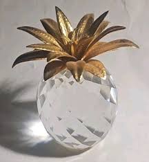 Large Swarovski Austrian Crystal Pineapple Hammered Gold ...