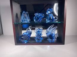 U.S.Commemorative Fine Art Gallery Blue Glass Animal ...