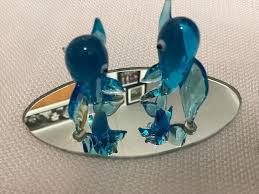 Blue Dolphins Mini Hand-Blown Glass Figurines on mirror | eBay