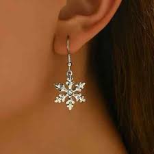 Silvery Fashion Snowflake Drop Dangle Earrings Jewelry Women ...