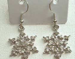 Christmas Diamante Crystal Snowflake Drop Earrings Costume ...