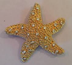 Vintage Textured Goldtone Clear Rhinestone Swarovski Ocean ...