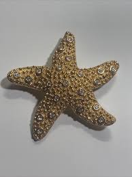 Swarovski Crystal Starfish Brooch Gold Plated Brooch Signed ...