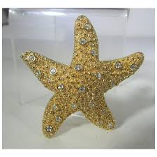 Swarovski Goldtone Starfish Pin Withe Scattered Clear ...