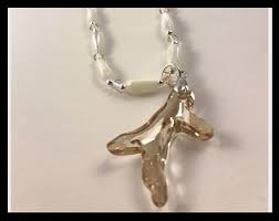 Beige Swarovski Crystal Coral Pendant Necklace With Seashell ...