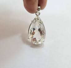 Natural Crystal Quartz Pendant 925 Sterling Silver, Faceted ...