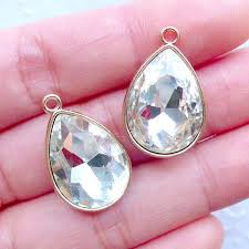 Teardrop Rhinestone Charms | Tear Drop Gemstone Charm | Gem ...