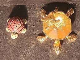 2 Miniature Ceramic Metal Tortoise Turtle Figurines | eBay