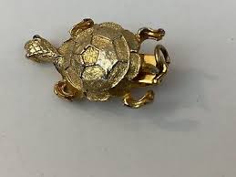 Women Turtle Clip On Brooch Gold Tone Cosmetic Jewelry ...