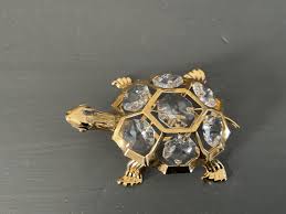 Vintage Mascot International Brass and Crystal Turtle ...