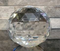 3” Round Orb Cut-Glass Multi-Triangular-Faceted Decorative ...