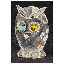 Vintage Swarovski Silver Crystal Mini Owl with Green Citrine ...