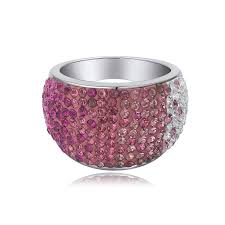 Silver Stainless Steel Ring with Mixed Pink and White ...