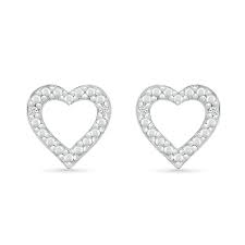 Diamond Accent Heart Outline Stud Earrings in Sterling ...