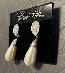 Vintage Birch Hill Drop Dangle Pierced Earrings Faux Pearl ...