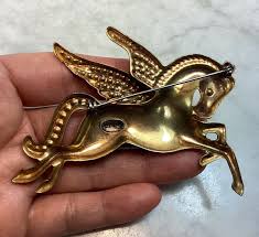 Vintage Art Deco Two Tone Sterling Silver Pegasus Pin Brooch ...