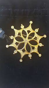 Swarovski Swan Signed Gold Tone Clear Crystals Flower Brooch ...