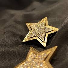 Vintage German Iconic Gold Tone Metal, White Rhinestone Set ...