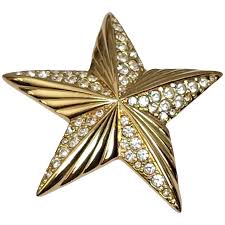 Swarovski Gold-Tone Clear Rhinestone Star Brooch, Signed ...