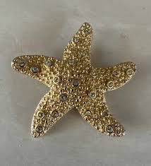 Vintage Swarovski Gold Tone Pave Crystals Starfish 2” Brooch ...