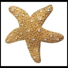 Swarovski Gold Tone Clear Crystal Starfish Brooch Pin, M563 ...