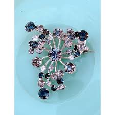 Vintage 1950s Austria Rhinestone Brooch Gray Clear Bling - Etsy