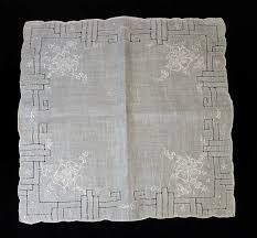 Vintage Hankie Embroidered Handkerchief 11.5" White Flowers ...