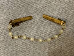 Vintage Gold Tone & Faux Pearl Sweater Guard Cardigan Holder | eBay