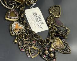 VTG Signed Sweet Romance Hearts Charms Lockets USA 6.6” Chain Bracelet NWT - Etsy