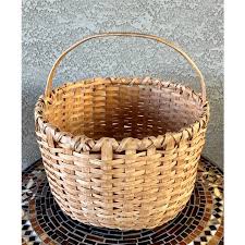 Circa 1940 Bushwhacker-Inspired Basket - Nicely Sized Black Ash Splint With Hickory Rim Lashing | Chairish