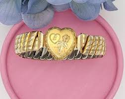 Vintage Bracelet Initial B Antique Flower Heart Stretch GF Expansion - Etsy
