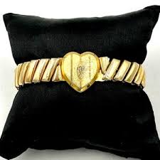 12k Gold Heart Bracelet - Etsy