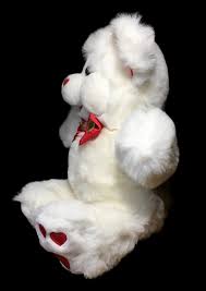 Dandee Vintage MTY Teddy Bear White Plush Red Satin Hearts ...