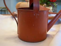 Vintage Hand Painted TIN WATERING CAN w/ Extended Spout and ...