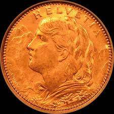 1922 B Switzerland Helvetica 10 Francs Gold Coin NGC MS65 KM ...