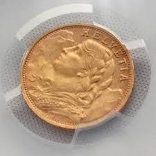1947 Swiss Brunner Alpine Maiden 20 Franc Gold Coin