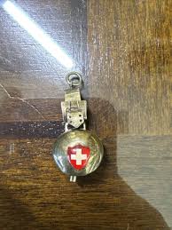 Vtg 800 Silver Alpine Swiss Cow Bell With Silver Strap Red ...
