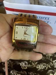 P Logo Womens Watch Cuff Style Heart Gold Tone Bracelet No ...