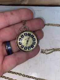 Vtg Marcel Swiss Windup Pocket Watch Gold Tone Dial Analog And Necklace | eBay