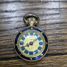Vintage Sheffield Blue Enamel Pendant Watch Gold Color - Etsy