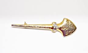 1920 France Art Nouveau - Pretty Old Golden Brooch With Small Rhinestones - French Antic Brooch - Etsy