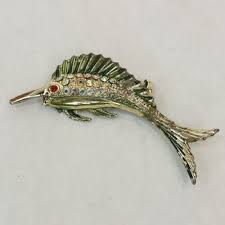 Large Costume Silver Marlin Brooch Pin and similar items