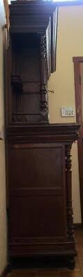 Antique Carved Solid Wood Victorian Hall Cabinet - AMAZING ...