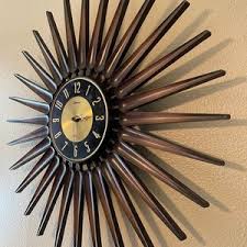 Reserved for Cody - Vintage Sunburst Syroco Wall Clock, Atomic Mid Century Clock - Etsy