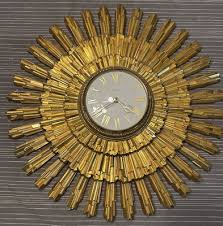 VINTAGE MID CENTURY MODERN SYROCO SUNBURST WALL CLOCK 22 ...